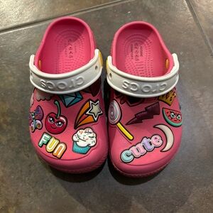 Most Adorable Good Condition Pink Crocs with Fun Detail Size 10
